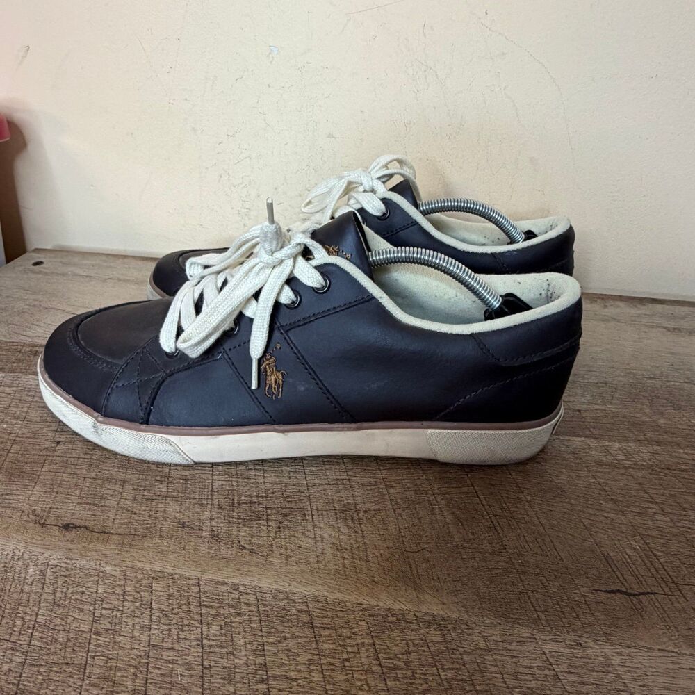 Polo Ralph Lauren Harold Leather Sneakers Men's Size US 12 D shoes Brown & Cream